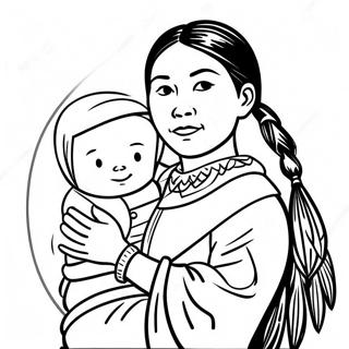 Sacagawea With Baby Papoose Coloring Page 48754-38917