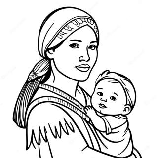 Sacagawea With Baby Papoose Coloring Page 48754-38920