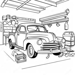 Vintage Mechanic Garage Coloring Page 48764-38927