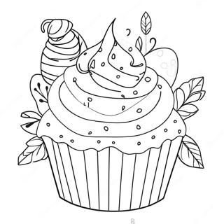 Detailed Cupcake Coloring Page 48773-38934