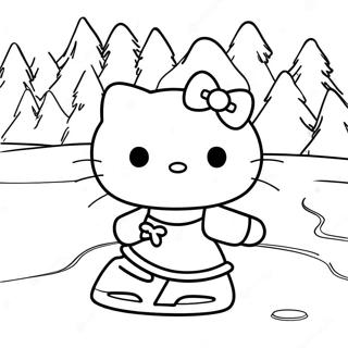 Hello Kitty Ice Skating On A Frozen Pond Coloring Page 48783-38938