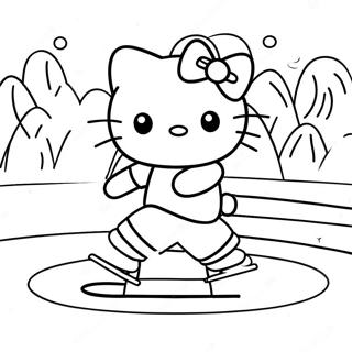 Hello Kitty Ice Skating On A Frozen Pond Coloring Page 48783-38940