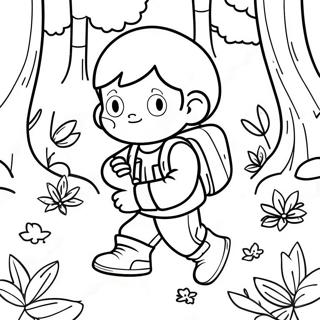 Adventurous Boy Exploring The Forest Coloring Page 48834-38985