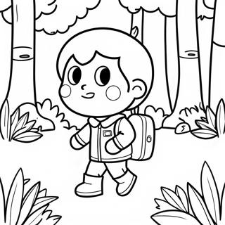 Adventurous Boy Exploring The Forest Coloring Page 48834-38987