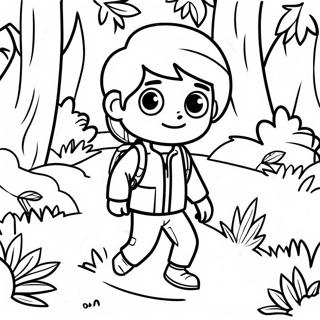 Adventurous Boy Exploring The Forest Coloring Page 48834-38988