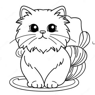 Fluffy Persian Cat Playing With Yarn Coloring Page 48844-38993