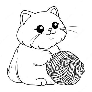 Fluffy Persian Cat Playing With Yarn Coloring Page 48844-38996