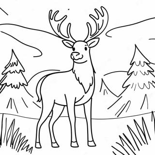 Elegant Reindeer In Winter Wonderland Coloring Page 48854-38998