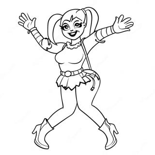 Harley Quinn In A Playful Pose Coloring Page 48864-39003