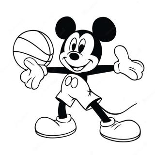 Mickey Mouse Dribbling Basketball Coloring Page 48934-39061