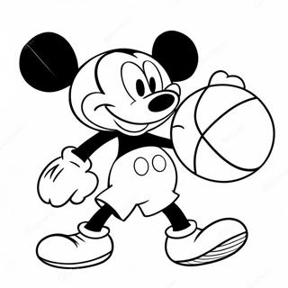 Mickey Mouse Dribbling Basketball Coloring Page 48934-39064