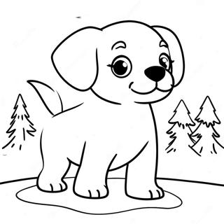 Playful Puppy In Snow Coloring Page 48964-39083