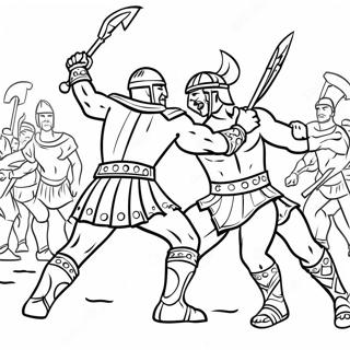 Gladiator Battle Scene Coloring Page 49023-39127