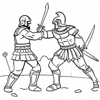 Gladiator Battle Scene Coloring Page 49023-39128