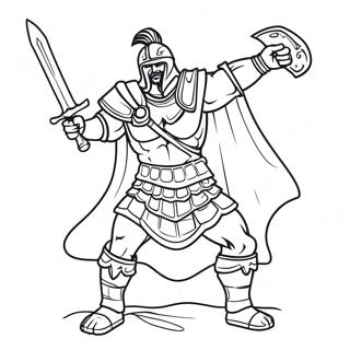 Fierce Gladiator With Sword Coloring Page 49024-39134