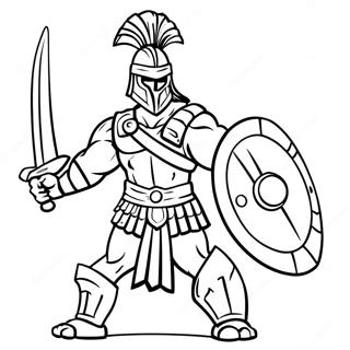 Fierce Gladiator With Sword Coloring Page 49024-39135