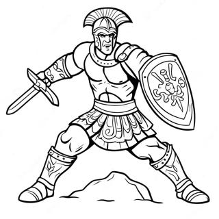 Fierce Gladiator With Sword Coloring Page 49024-39136