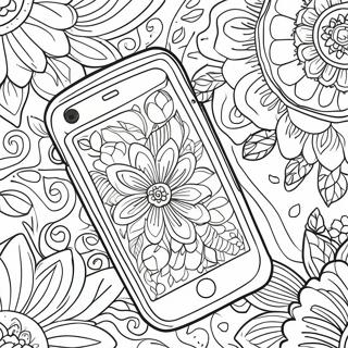 Trendy Floral Phone Case Coloring Page 49044-39155