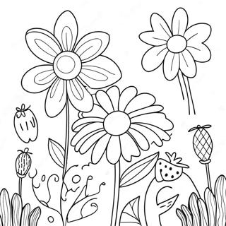 Whimsical Preppy Flower Garden Coloring Page 49054-39157