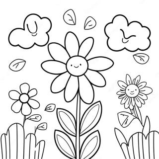 Whimsical Preppy Flower Garden Coloring Page 49054-39159