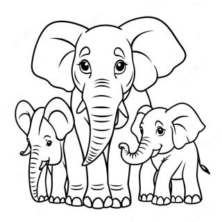 Majestic Elephant Family Coloring Page 49064-39169