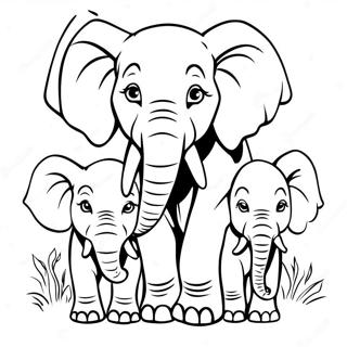 Majestic Elephant Family Coloring Page 49064-39170