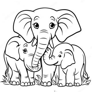 Majestic Elephant Family Coloring Page 49064-39171