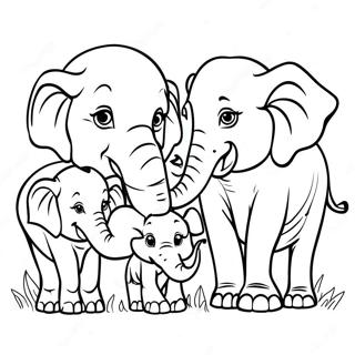 Majestic Elephant Family Coloring Page 49064-39172