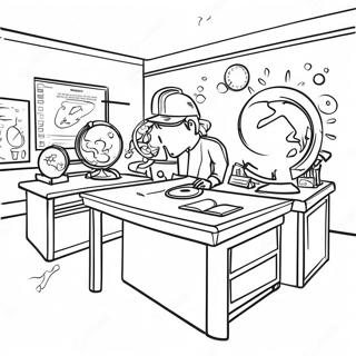 Middle School Science Classroom Coloring Page 4906-4030