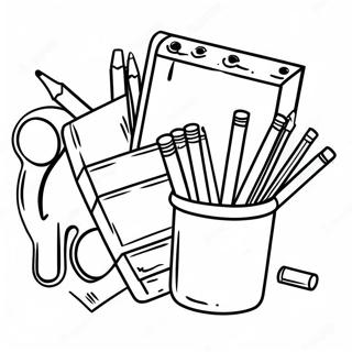 Middle School Art Supplies Coloring Page 4907-4033