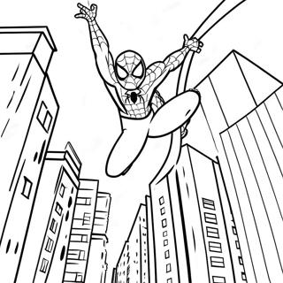 Among Us Spider Man Swinging Through City Coloring Page 49094-39185