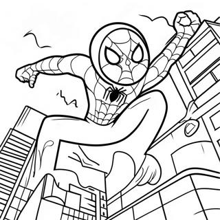 Among Us Spider Man Swinging Through City Coloring Page 49094-39187