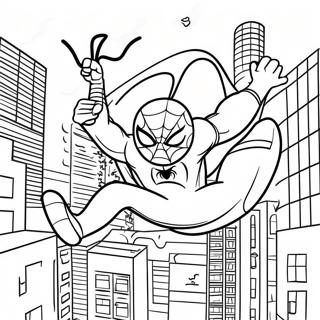 Among Us Spider Man Swinging Through City Coloring Page 49094-39188