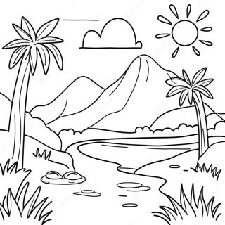 Colorful Haitian Landscape Coloring Page 49134-39222