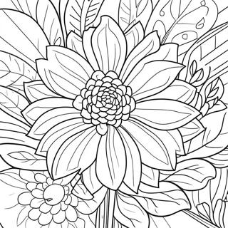 Beautiful Dahlia In Bloom Coloring Page 49144-39231