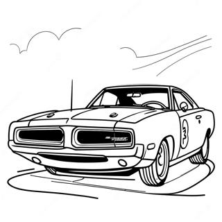 1970 Dodge Charger Racing Action Coloring Page 49234-39303