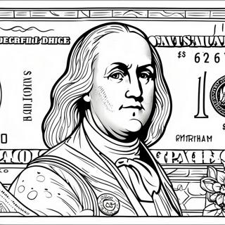 Detailed 100 Dollar Bill Coloring Page 49284-39341