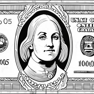 Detailed 100 Dollar Bill Coloring Page 49284-39343