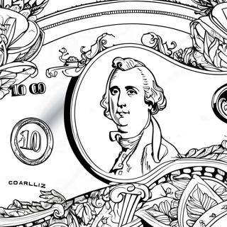 Detailed 100 Dollar Bill Coloring Page 49284-39344