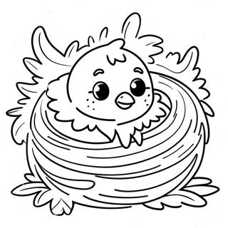 Fluffy Baby Chick In A Nest Coloring Page 4937-4053