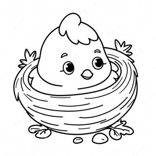 Fluffy Baby Chick In A Nest Coloring Page 4937-4055