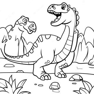 Dinosaurs Fighting Coloring Pages