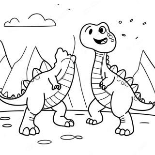 Dinosaur Battle Scene Coloring Page 49383-39415