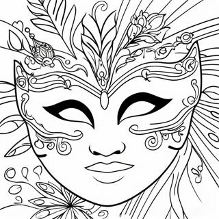 Vibrant Mardi Gras Mask Coloring Page 49434-39468