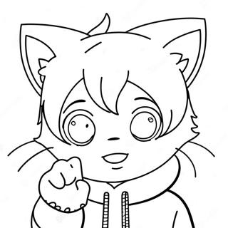 Adorable Anime Boy With Cat Ears Coloring Page 49484-39497