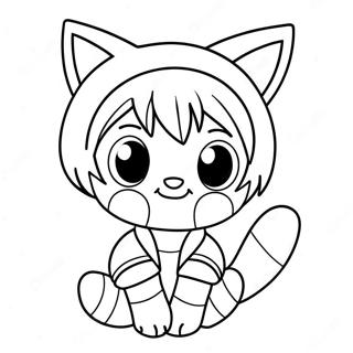 Adorable Anime Boy With Cat Ears Coloring Page 49484-39498