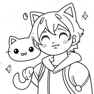 Adorable Anime Boy With Cat Ears Coloring Page 49484-39499