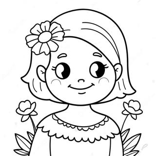 Cute Emily With Flowers Coloring Page 49524-39529