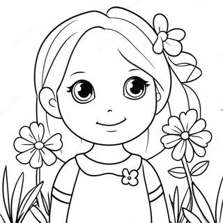 Cute Emily With Flowers Coloring Page 49524-39530