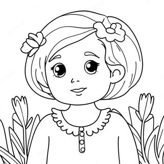 Cute Emily With Flowers Coloring Page 49524-39531